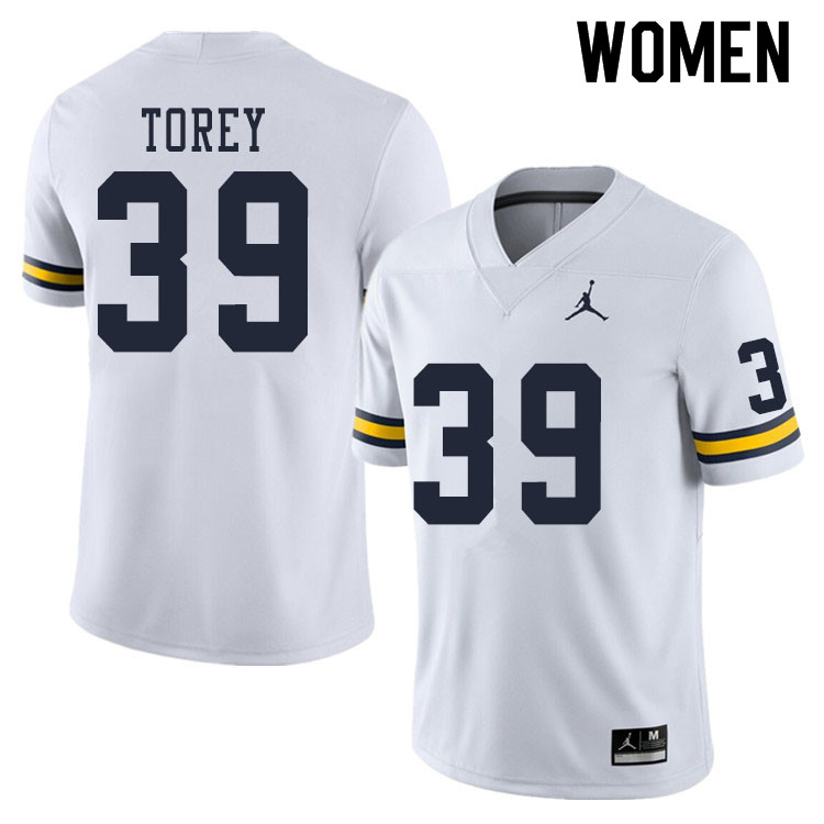 Women #39 Matt Torey Michigan Wolverines College Football Jerseys Sale-White